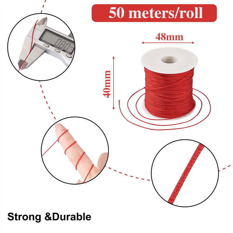 50M/roll 0.8mm Nylon Thread Co - مراجعة Ribbon Wired Satin وسعره