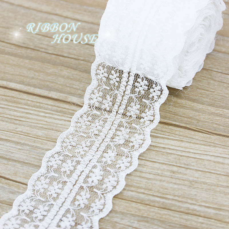 (5 yards/roll) 45mm White lace - مراجعة Ribbon Organza Roll وسعره