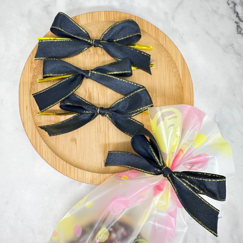 20pcs Black Satin Ribbon Bows  - مراجعة Ribbon Wired Satin وسعره