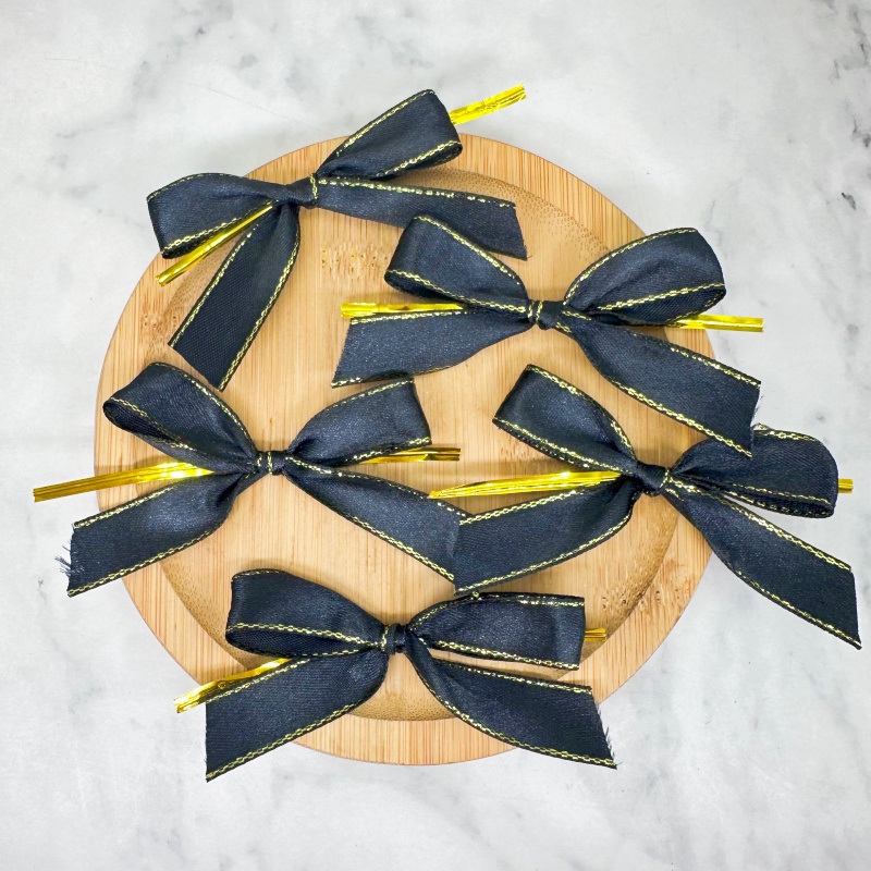 20pcs Black Satin Ribbon Bows  - مراجعة Ribbon Wired Satin وسعره