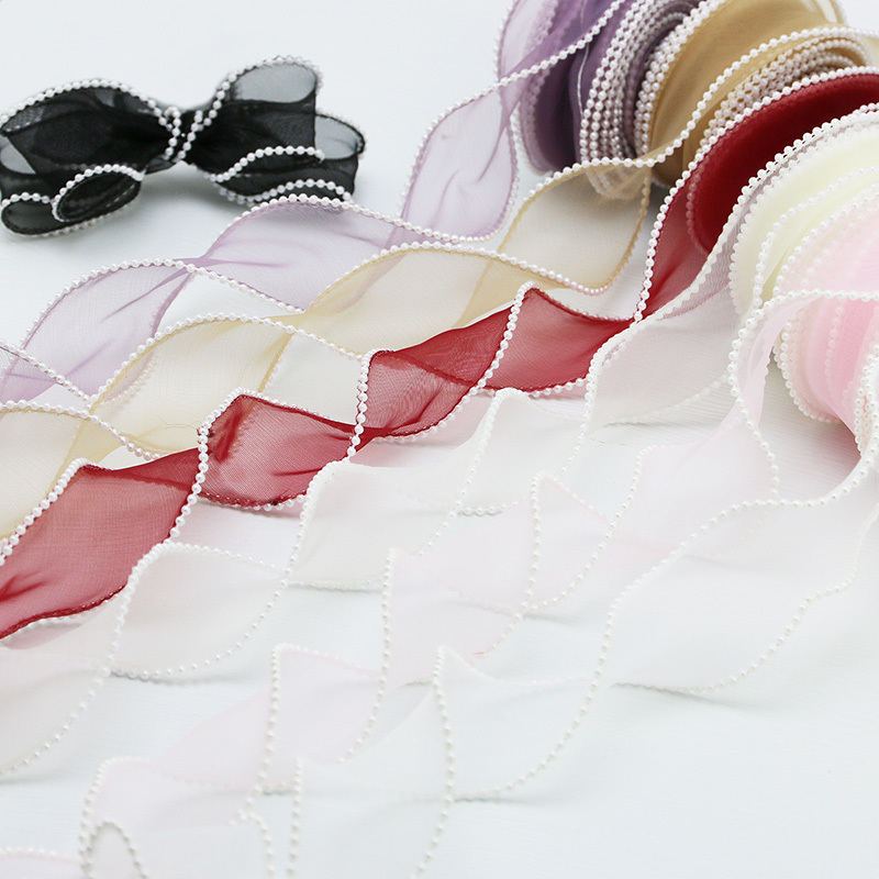 (5yards/roll)4cm Pearl Edge Wa - مراجعة Ribbon Organza Roll وسعره