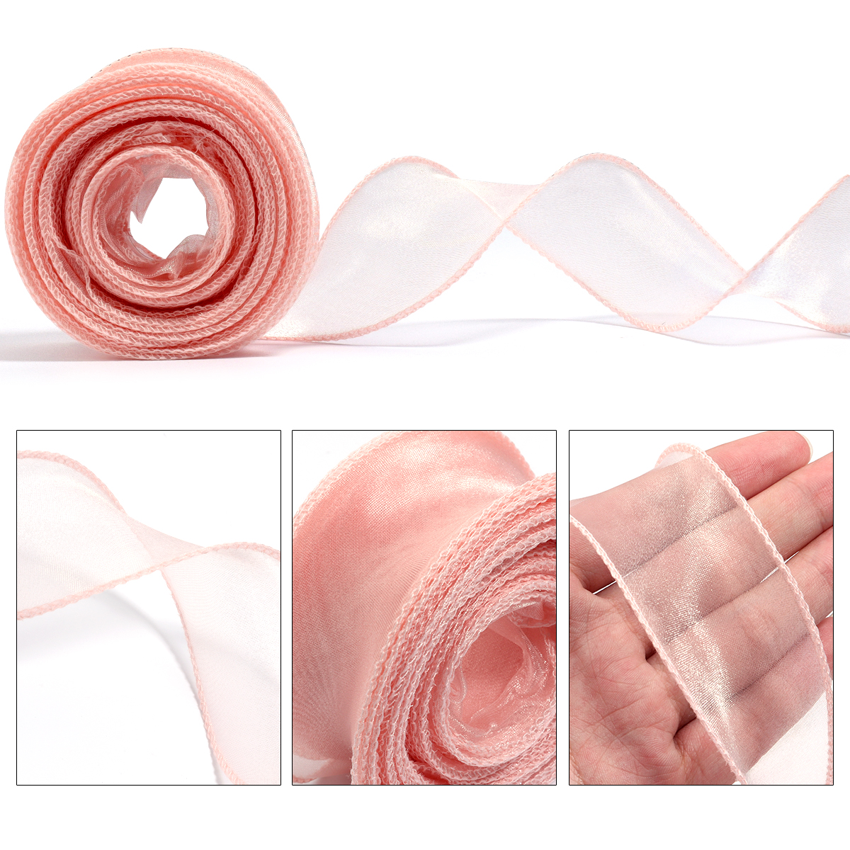 10yards/roll Sheer Chiffon Rib - مراجعة Ribbon Organza Roll وسعره