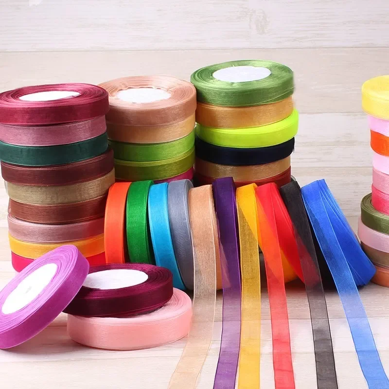 15mm 50yards/roll organza ribb - مراجعة Ribbon Organza Roll وسعره