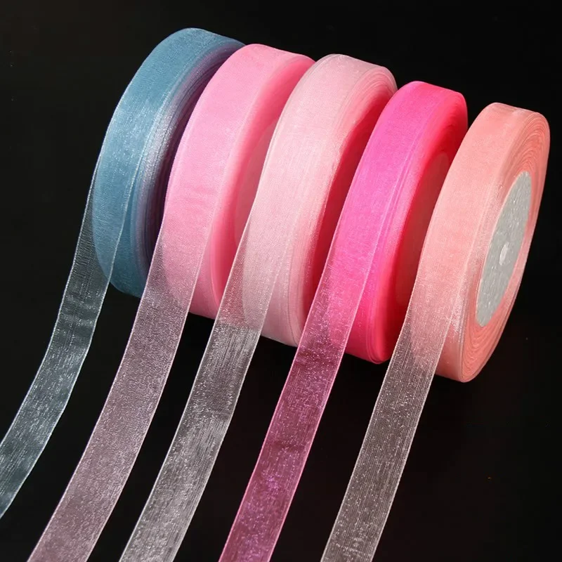 15mm 50yards/roll organza ribb - مراجعة Ribbon Organza Roll وسعره