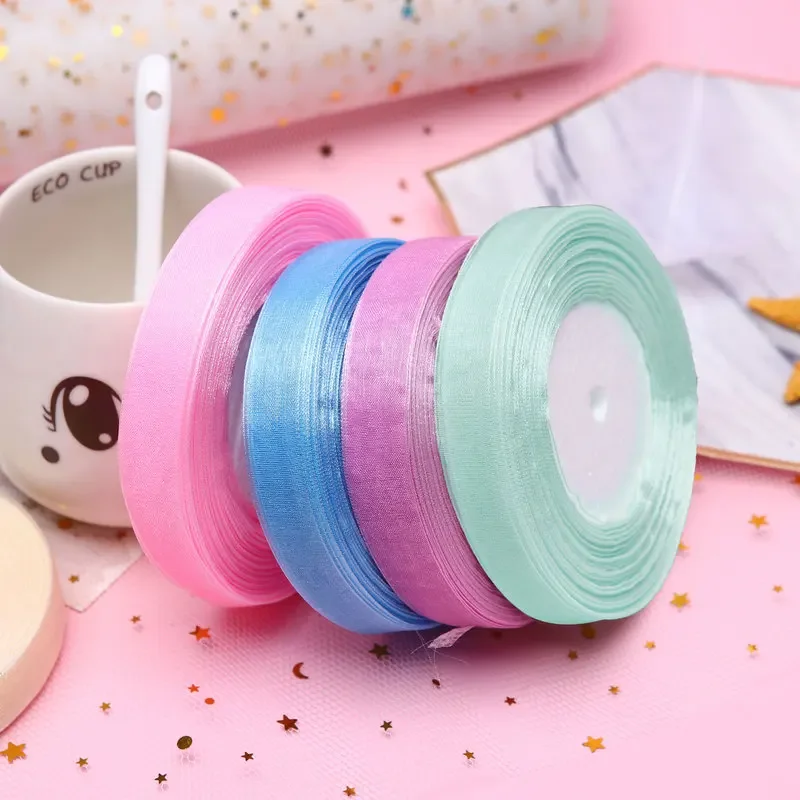 15mm 50yards/roll organza ribb - مراجعة Ribbon Organza Roll وسعره