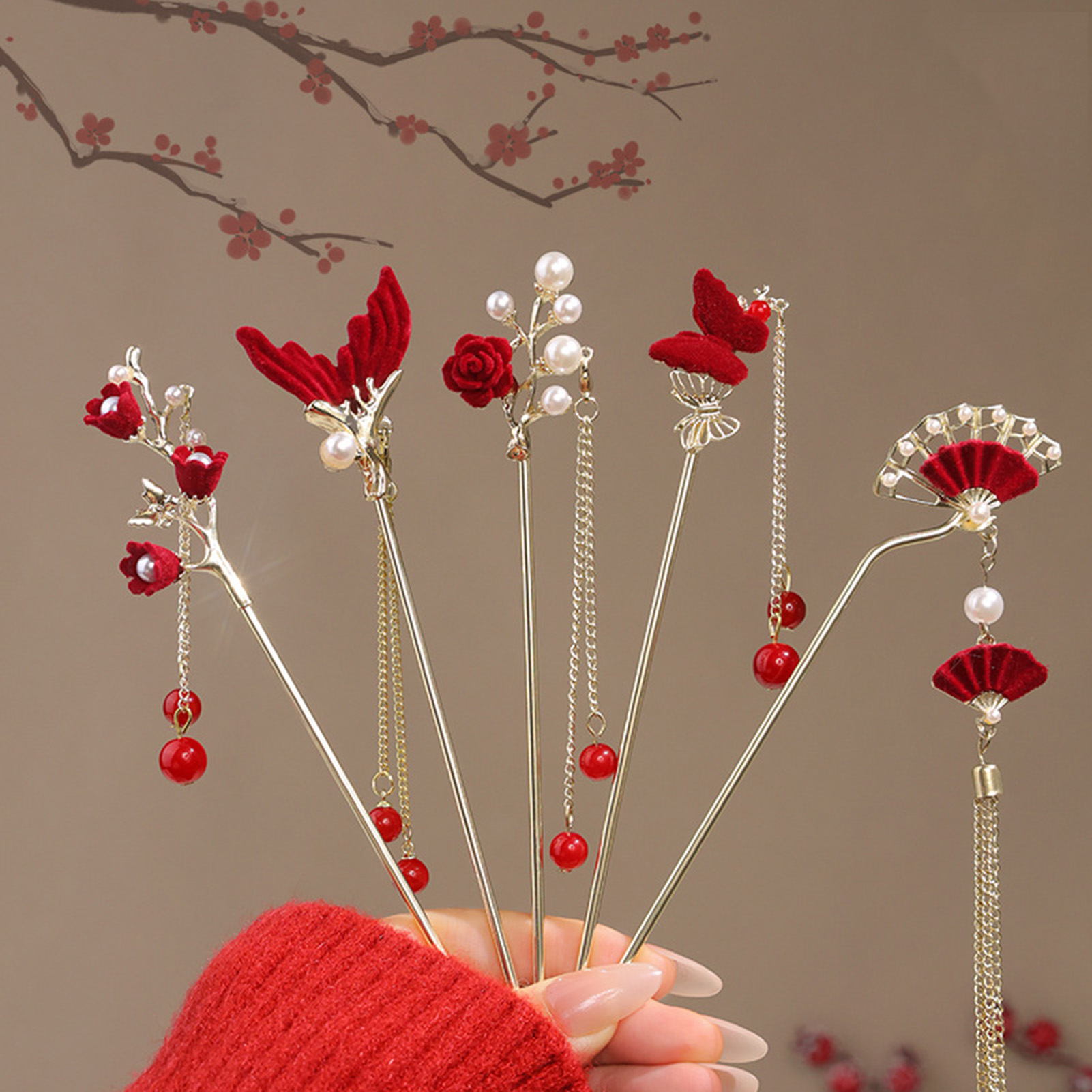 Chinese Style Rose Flower Hair - مراجعة Flower Supplies وسعره