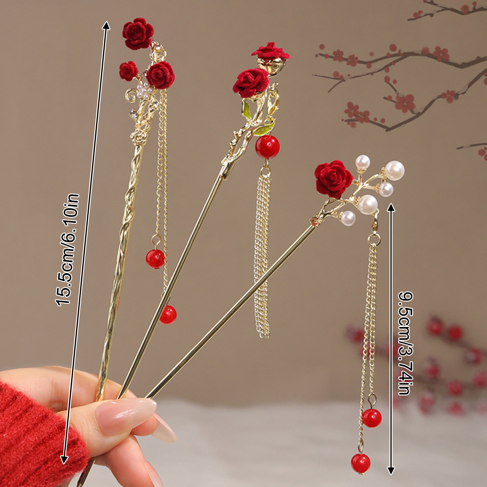 Chinese Style Rose Flower Hair - مراجعة Flower Supplies وسعره