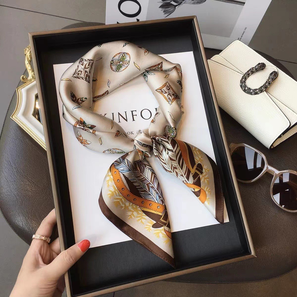 Luxury Fashion Print 70*70cm S - مراجعة Ribbon Wired Satin وسعره