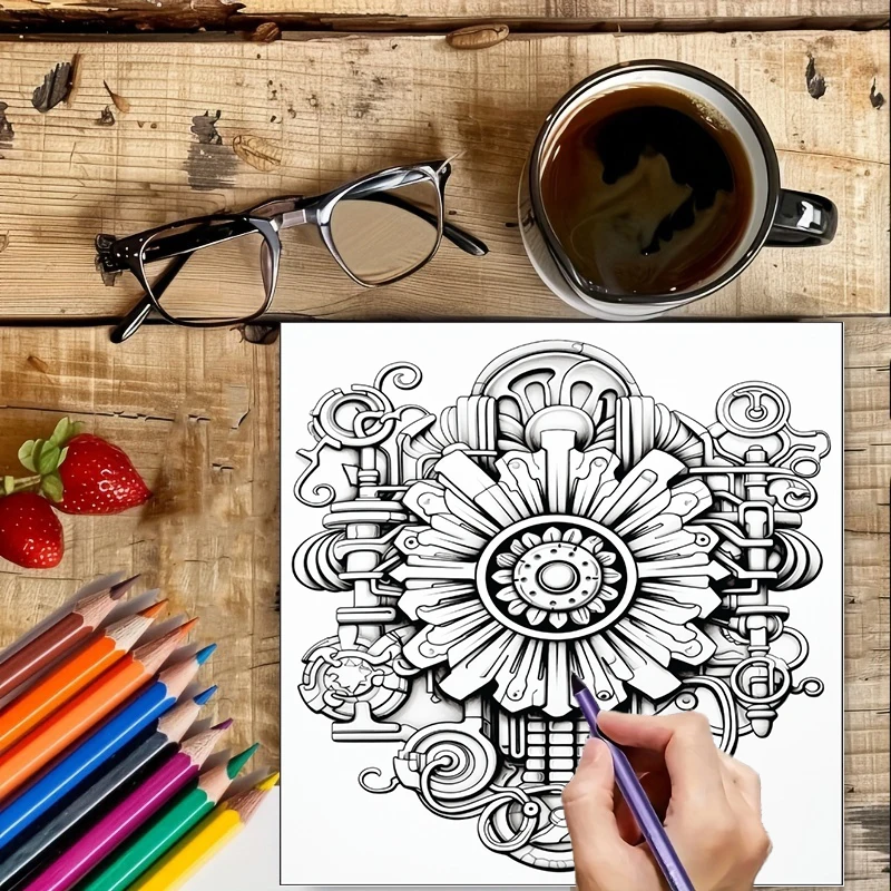Coloring Book Steampunk Flower - مراجعة Flower Supplies وسعره