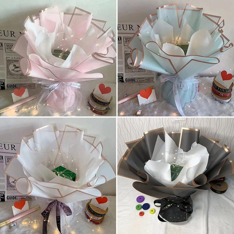 10pcs/set Waterproof Gold Bord - مراجعة Florist Supply Paper وسعره