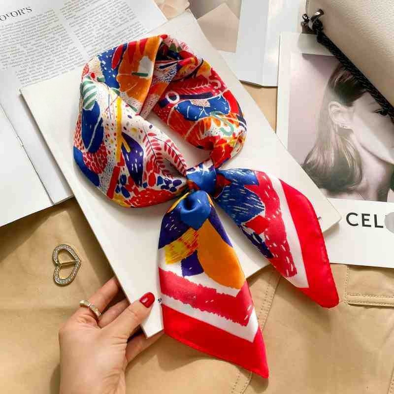 70cm Luxury Belt Print Silk Sq - مراجعة Ribbon Wired Satin وسعره