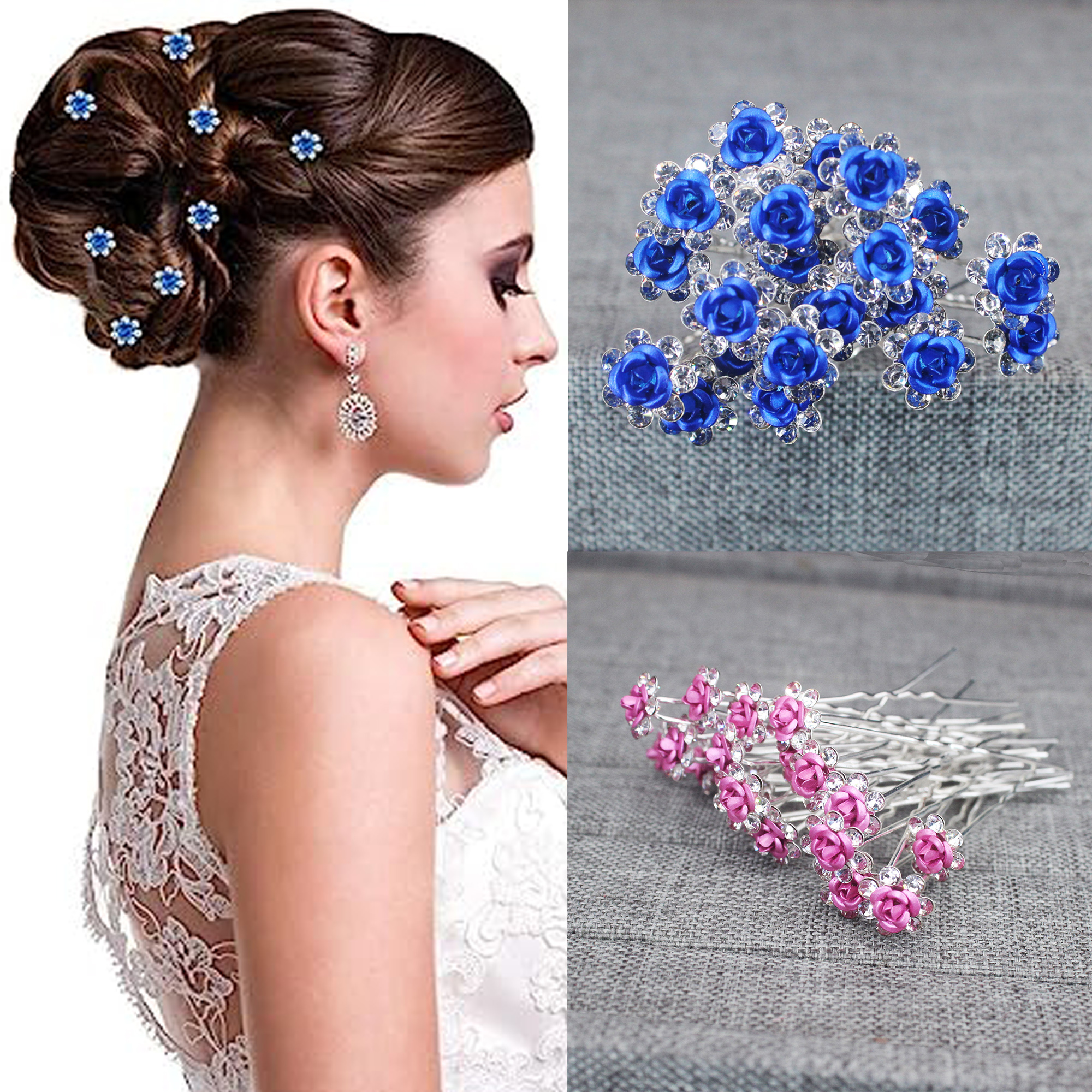 20PCS Rose Flower Rhinestone H - مراجعة Flower Supplies وسعره
