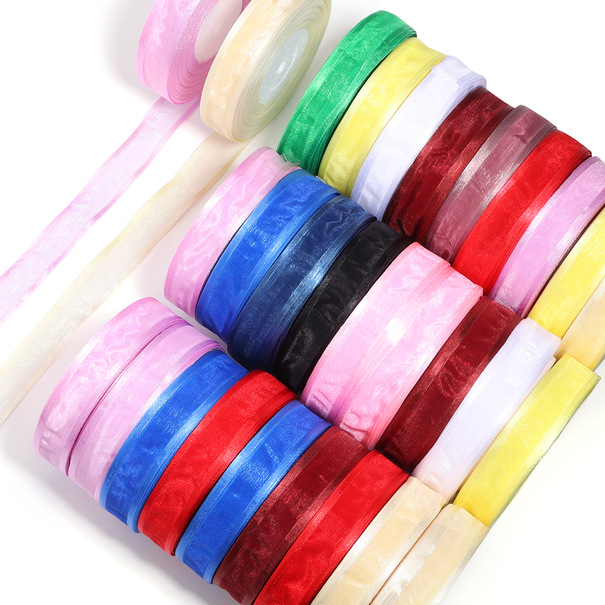 50 Yards/Roll Colorful Organza - مراجعة Ribbon Organza Roll وسعره