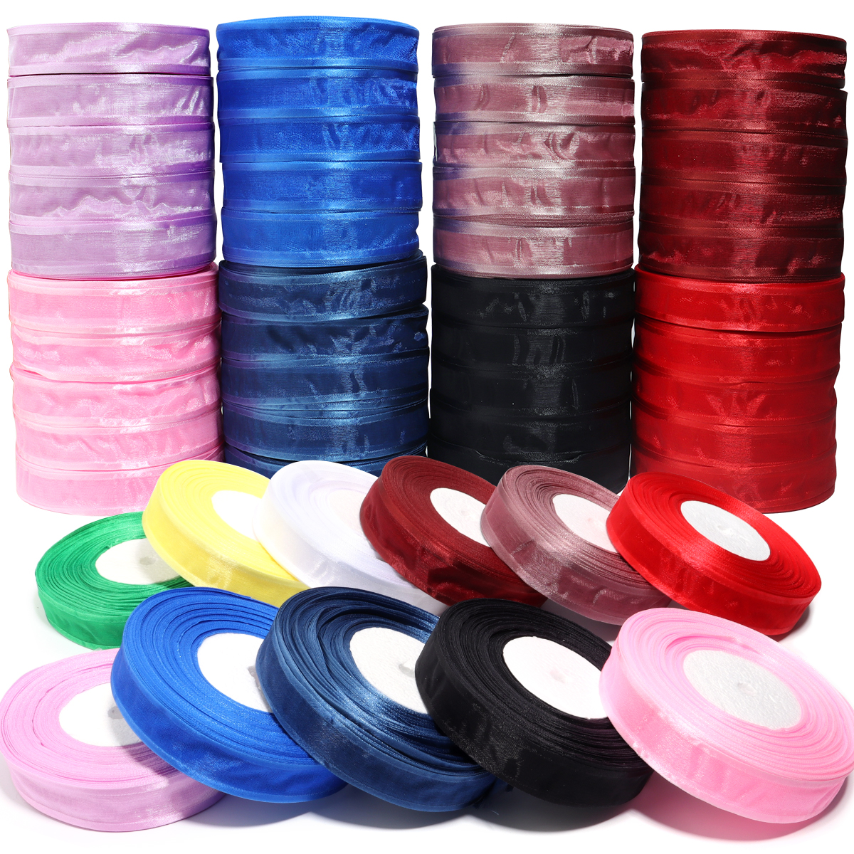 50 Yards/Roll Colorful Organza - مراجعة Ribbon Organza Roll وسعره